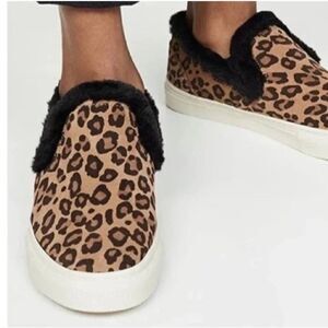 Tretorn Women's Millie Fuzzy Faux Fur Leopard Slip On Sneakers Shoes Size 5.5M